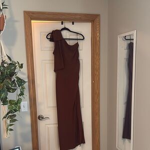 Brown One Shoulder Sleeveless Gown for Weddings